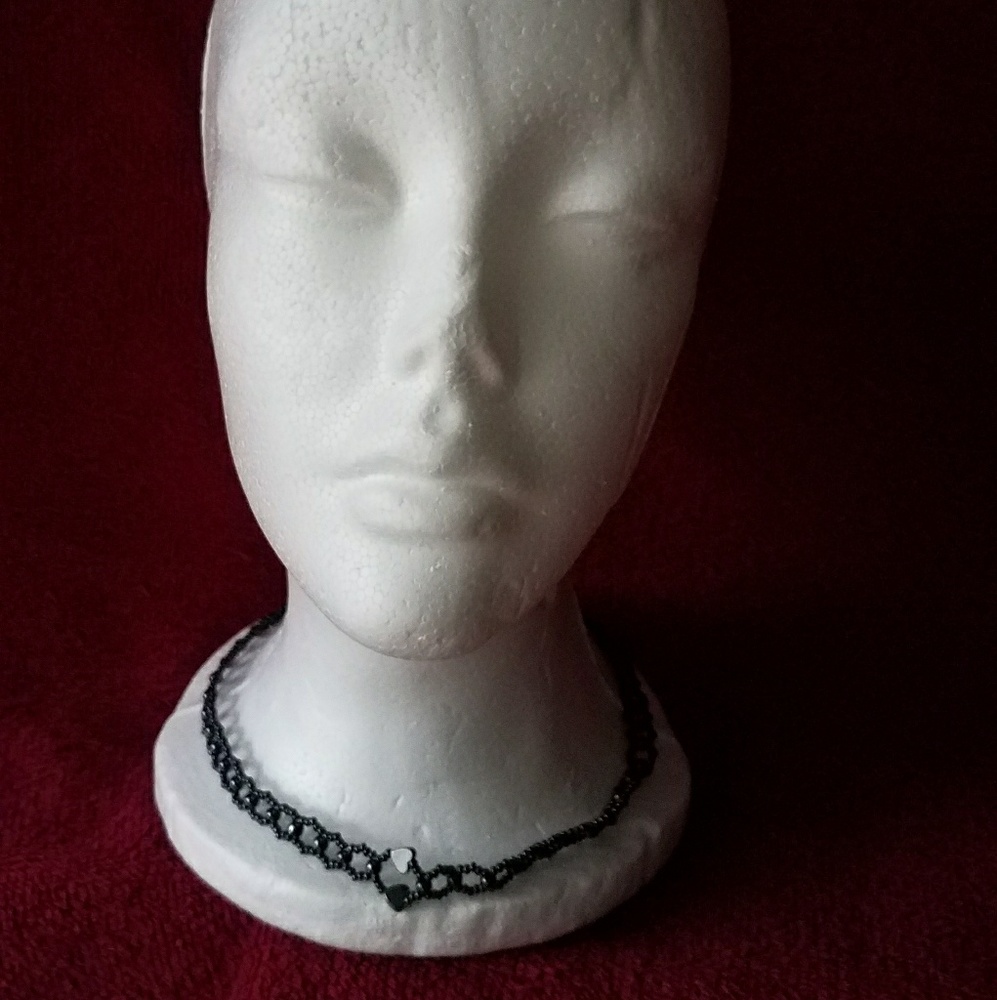 Blue-beaded choker